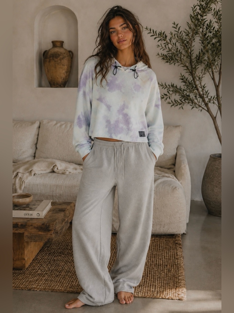 PINK VS Knit Tie Dye Cropped Hoodie